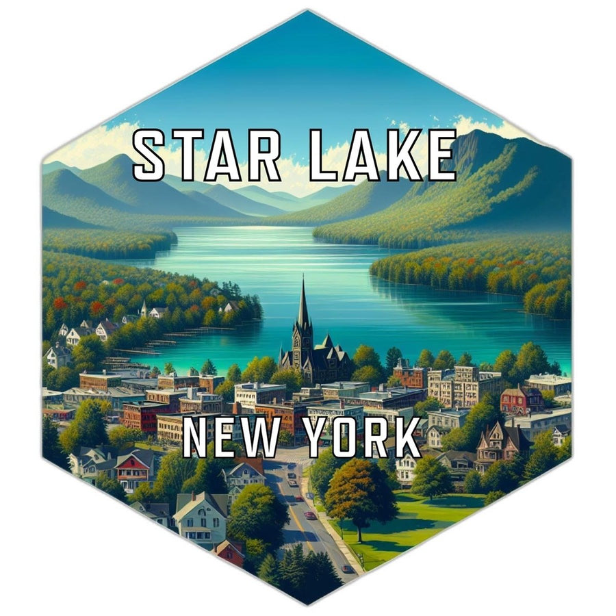 Star Lake York Souvenir Travel Destination Die Cut Hexagon Fridge Magnet Image 1