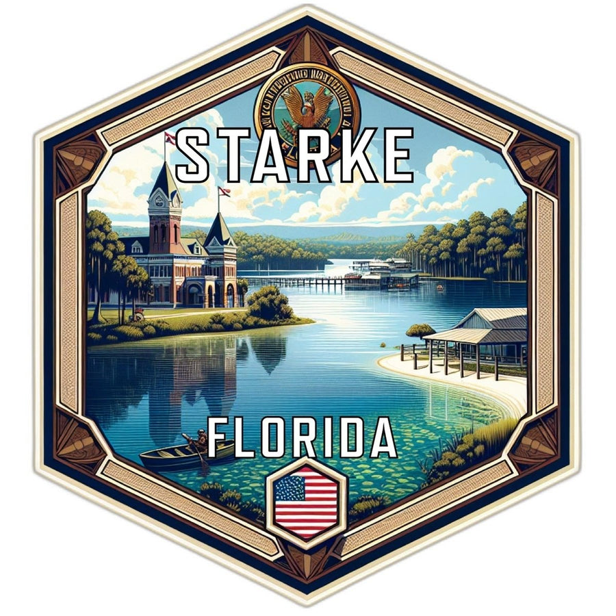 Starke Florida Souvenir Travel Destination Die Cut Hexagon Fridge Magnet Image 1