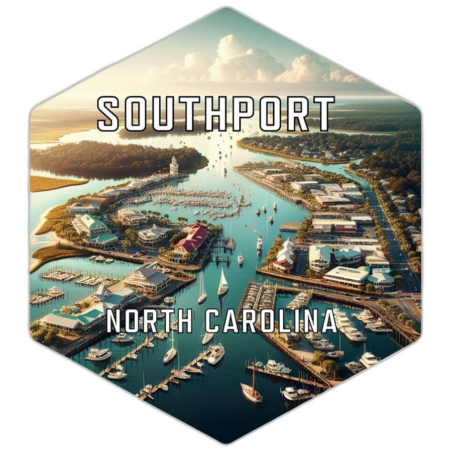 Southport North Carolina Souvenir Travel Destination Die Cut Hexagon Fridge Magnet Image 1