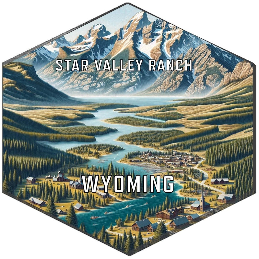 Star Valley Ranch Wyoming Souvenir Travel Destination Die Cut Hexagon Fridge Magnet Image 1