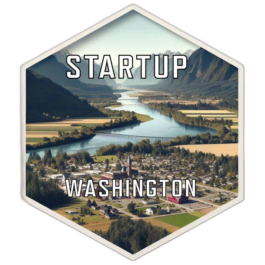 Startup Washington Souvenir Travel Destination Die Cut Hexagon Fridge Magnet Image 1