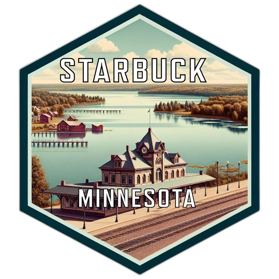 Starbuck Minnesota Souvenir Travel Destination Die Cut Hexagon Fridge Magnet Image 1