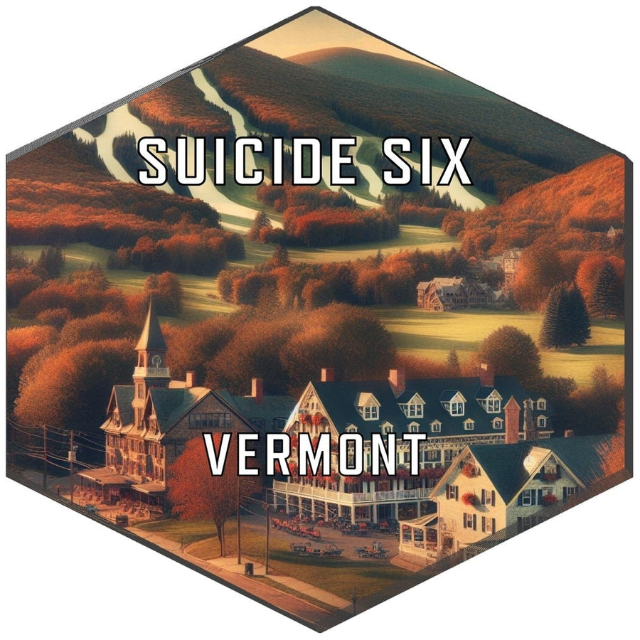 Suicide Six Vermont Souvenir Travel Destination Die Cut Hexagon Fridge Magnet Image 1