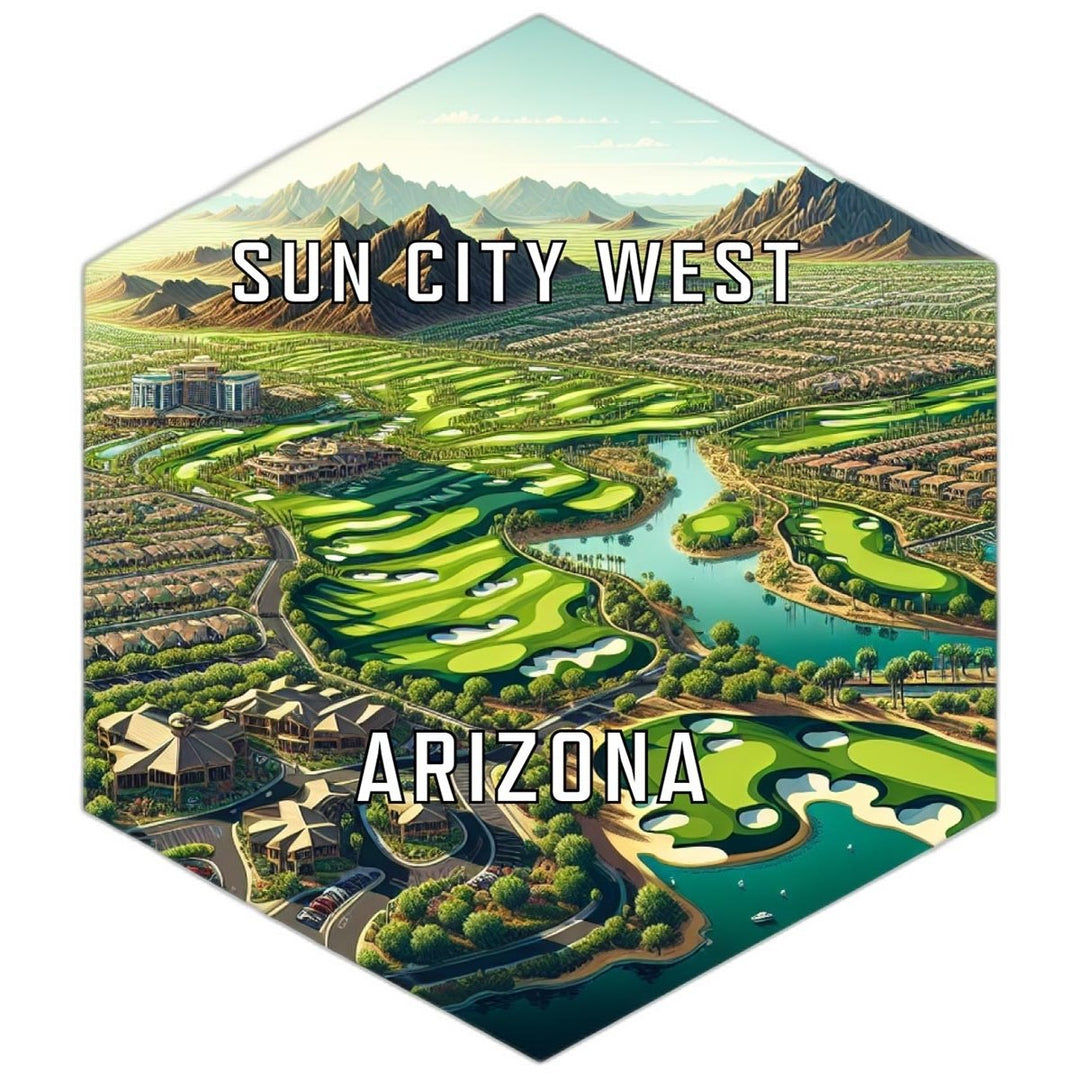 Sun City West Arizona Souvenir Travel Destination Die Cut Hexagon Fridge Magnet Image 1