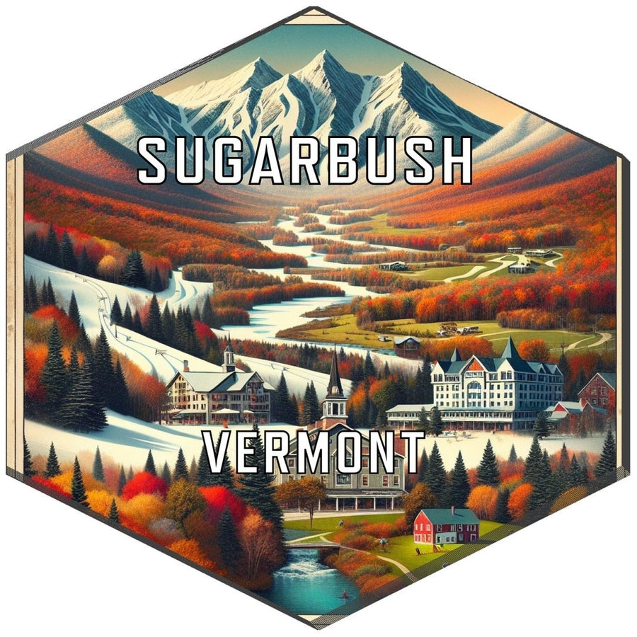 Sugarbush Vermont Souvenir Travel Destination Die Cut Hexagon Fridge Magnet Image 1