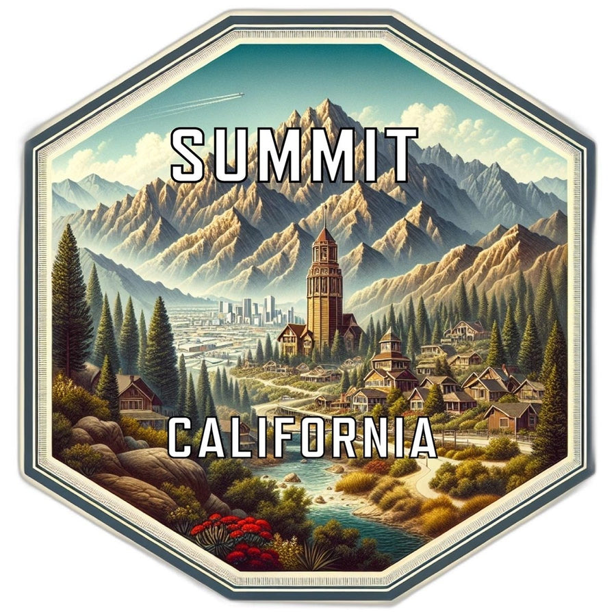 Summit California Souvenir Travel Destination Die Cut Hexagon Fridge Magnet Image 1