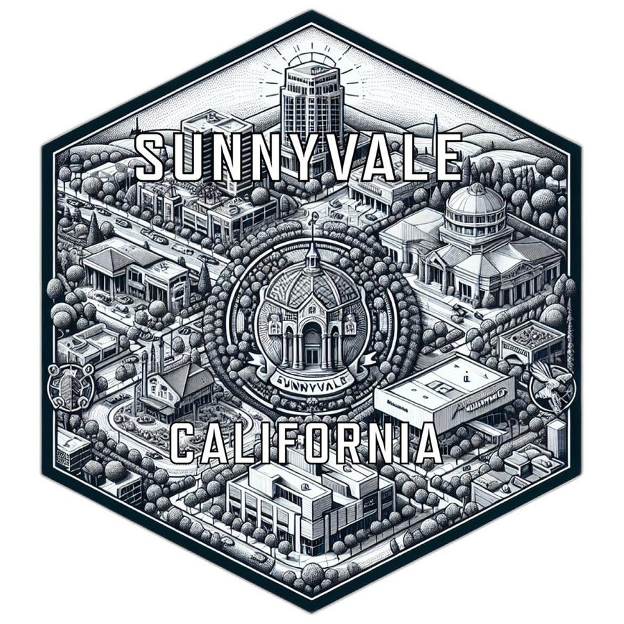 Sunnyvale California Souvenir Travel Destination Die Cut Hexagon Fridge Magnet Image 1