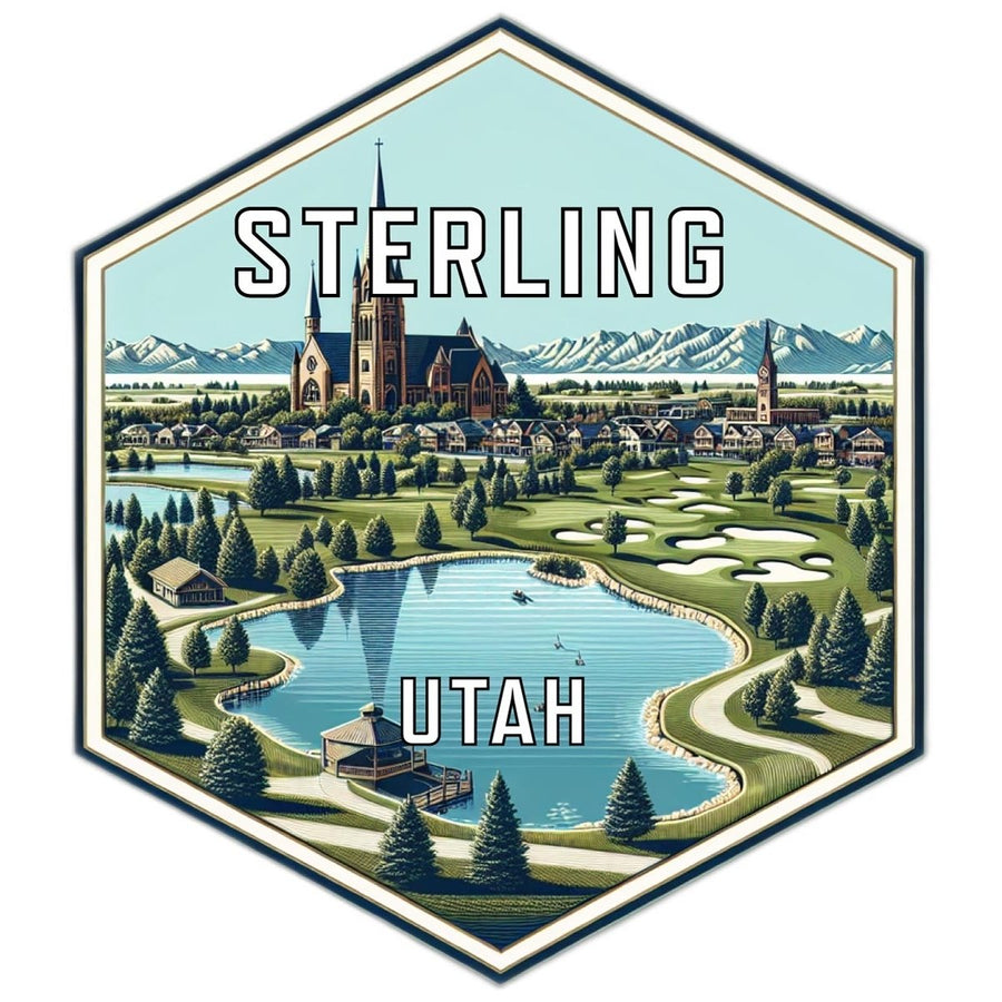 Sterling Utah Souvenir Travel Destination Die Cut Hexagon Fridge Magnet Image 1