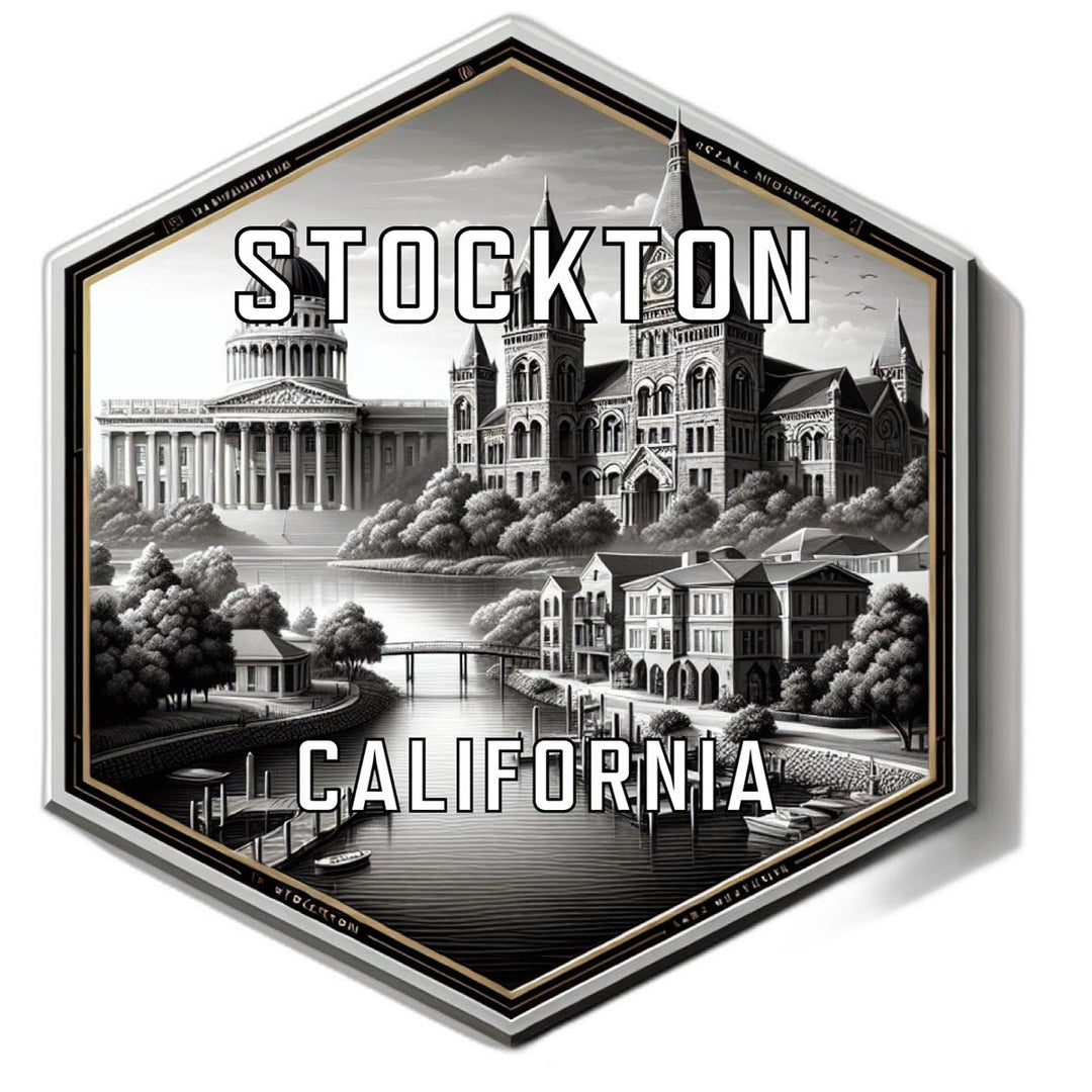 Stockton California Souvenir Travel Destination Die Cut Hexagon Fridge Magnet Image 1