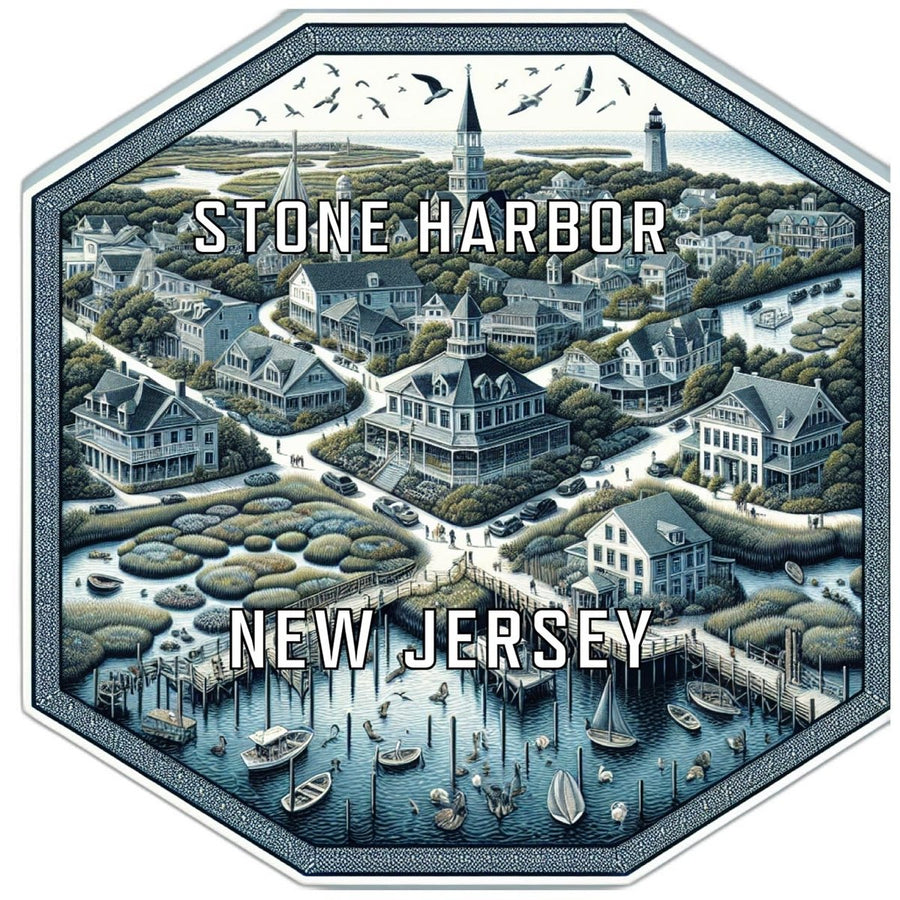 Stone Harbor Jersey Souvenir Travel Destination Die Cut Hexagon Fridge Magnet Image 1