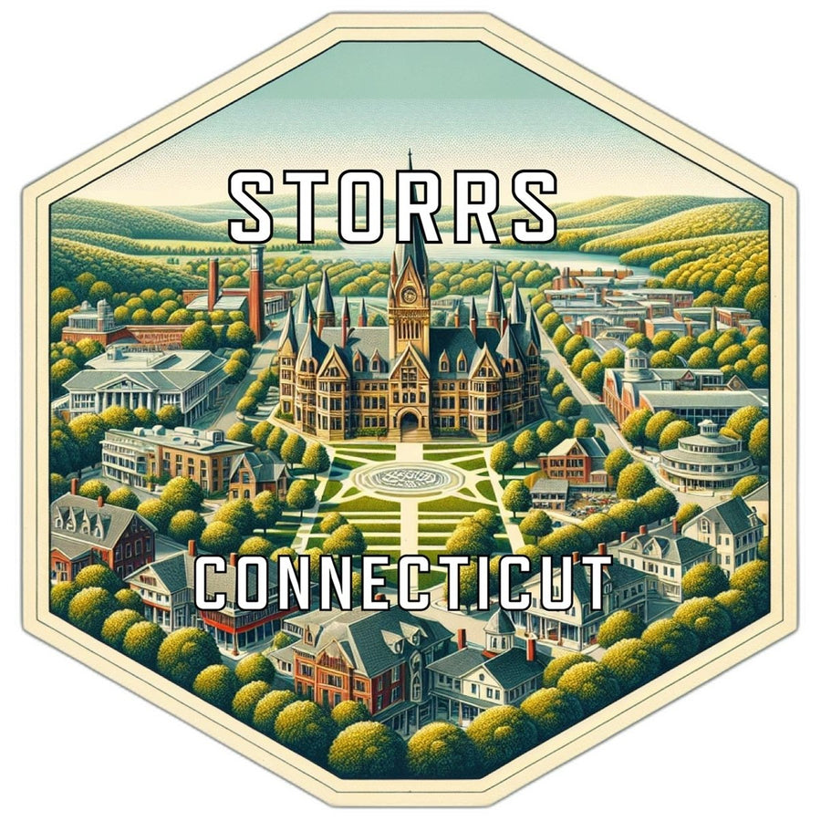 Storrs Connecticut Souvenir Travel Destination Die Cut Hexagon Fridge Magnet Image 1