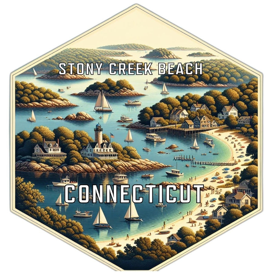 Stony Creek Beach Connecticut Souvenir Travel Destination Die Cut Hexagon Fridge Magnet Image 1