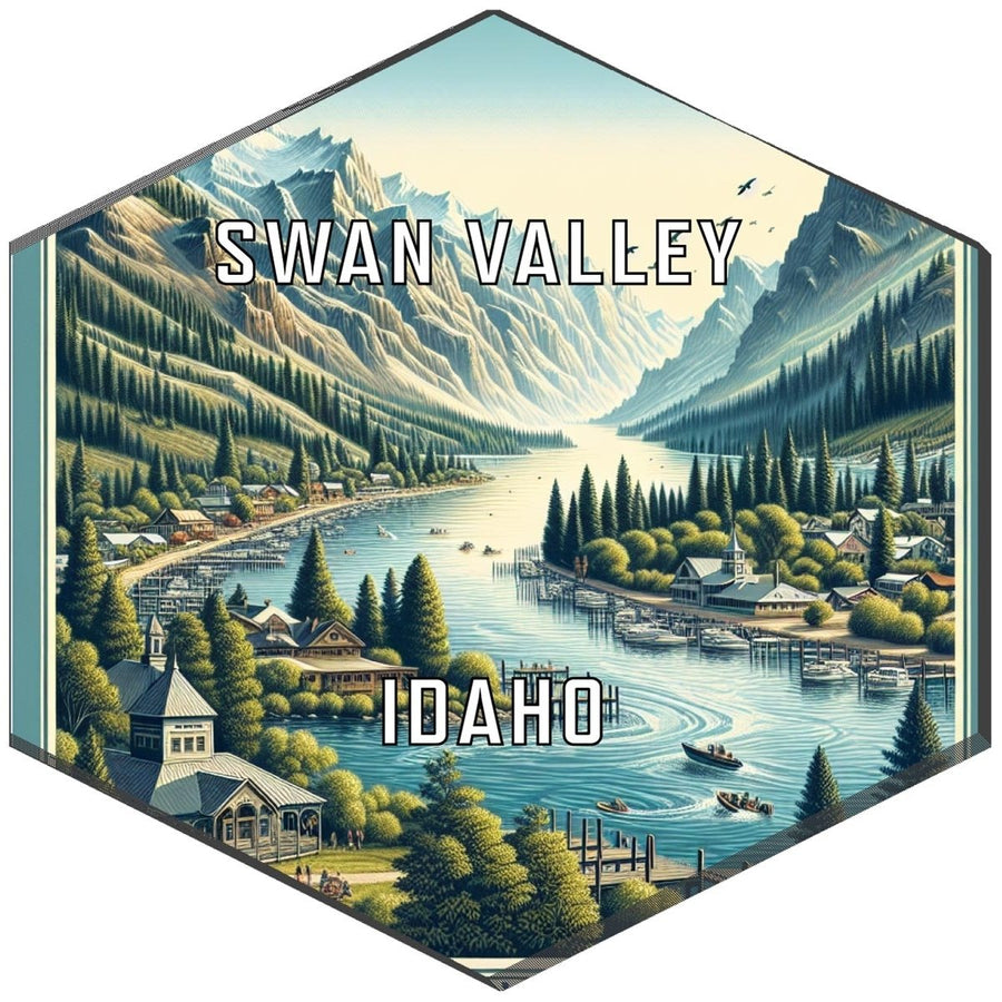 Swan Valley Idaho Souvenir Travel Destination Die Cut Hexagon Fridge Magnet Image 1