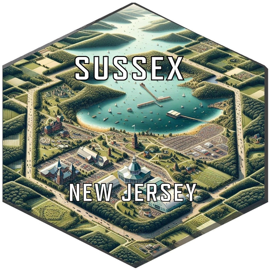 Sussex Jersey Souvenir Travel Destination Die Cut Hexagon Fridge Magnet Image 1