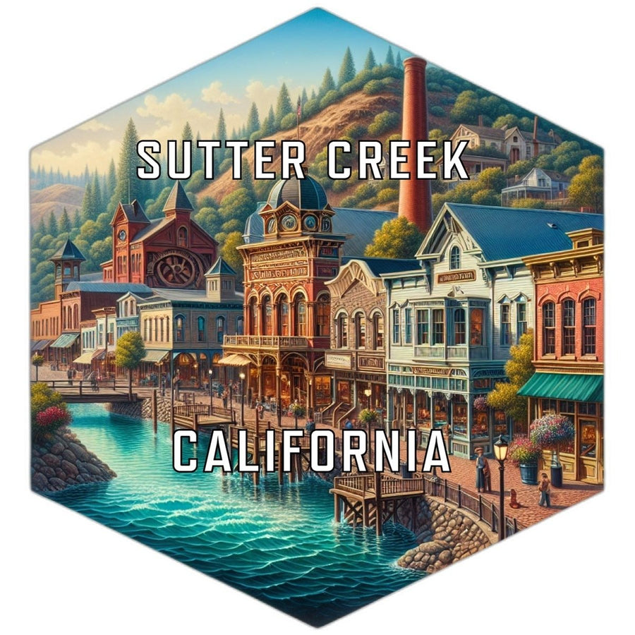 Sutter Creek California Souvenir Travel Destination Die Cut Hexagon Fridge Magnet Image 1