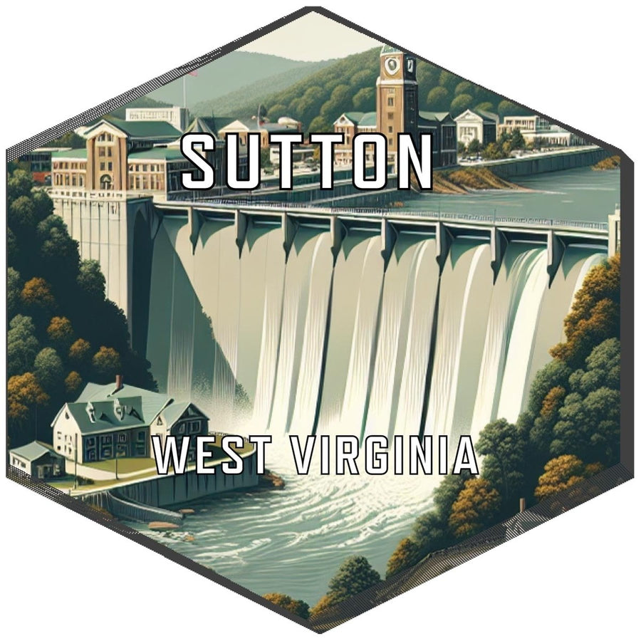 Sutton West Virginia Souvenir Travel Destination Die Cut Hexagon Fridge Magnet Image 1