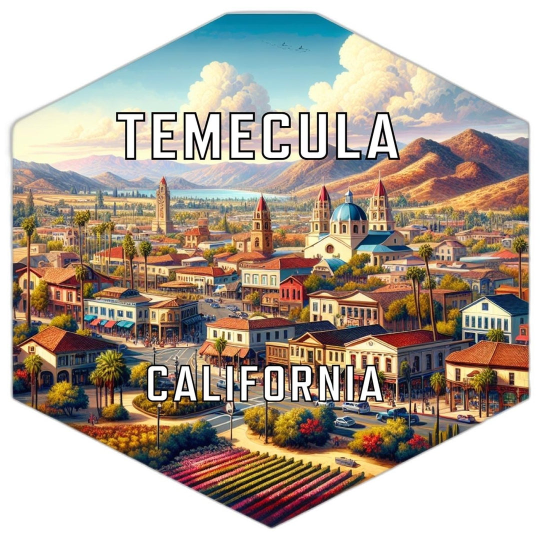 Temecula California Souvenir Travel Destination Die Cut Hexagon Fridge Magnet Image 1