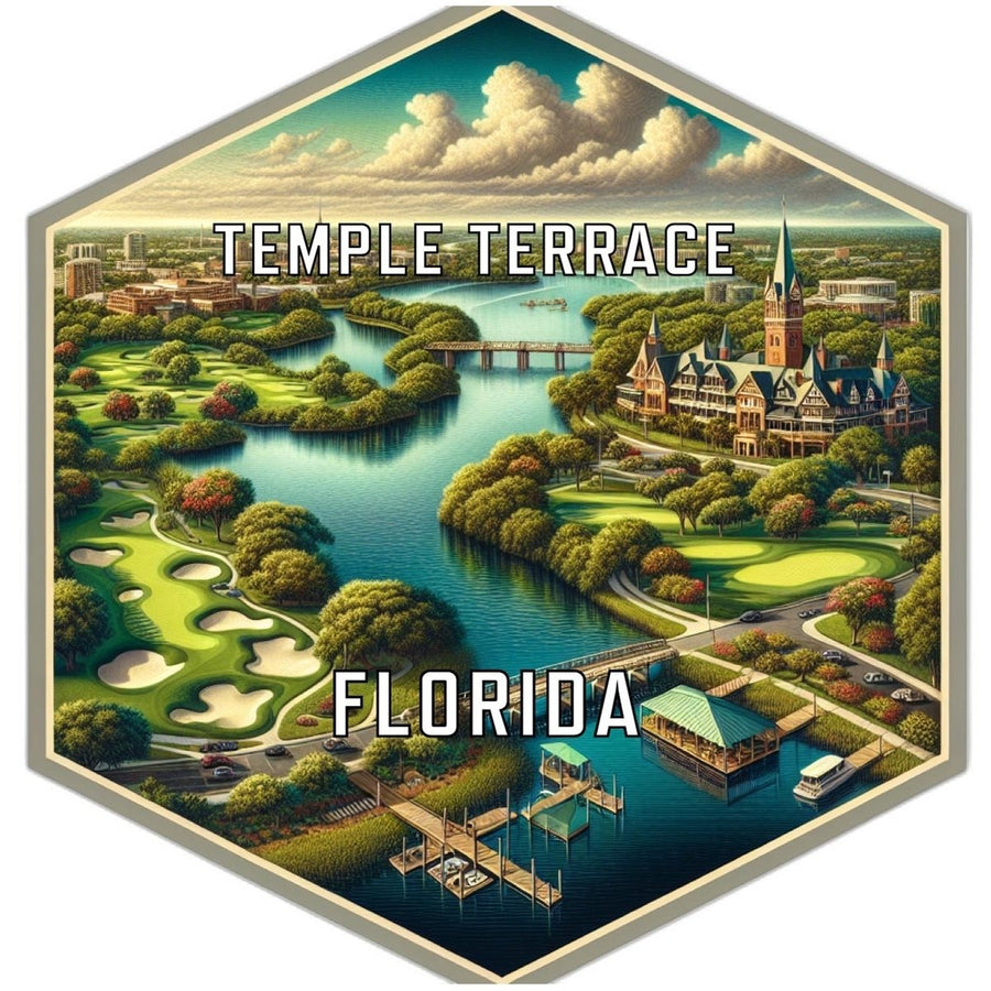 Temple Terrace Florida Souvenir Travel Destination Die Cut Hexagon Fridge Magnet Image 1