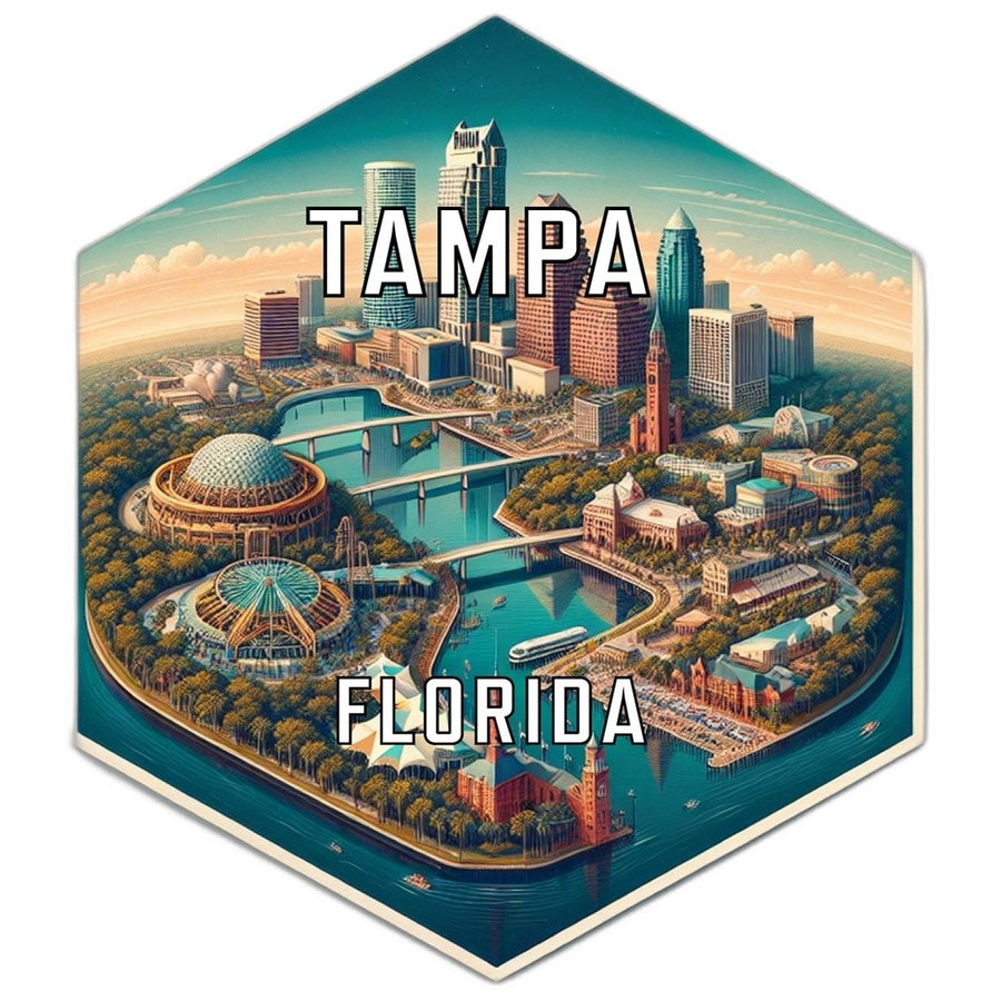 Tampa Florida Souvenir Travel Destination Die Cut Hexagon Fridge Magnet Image 1