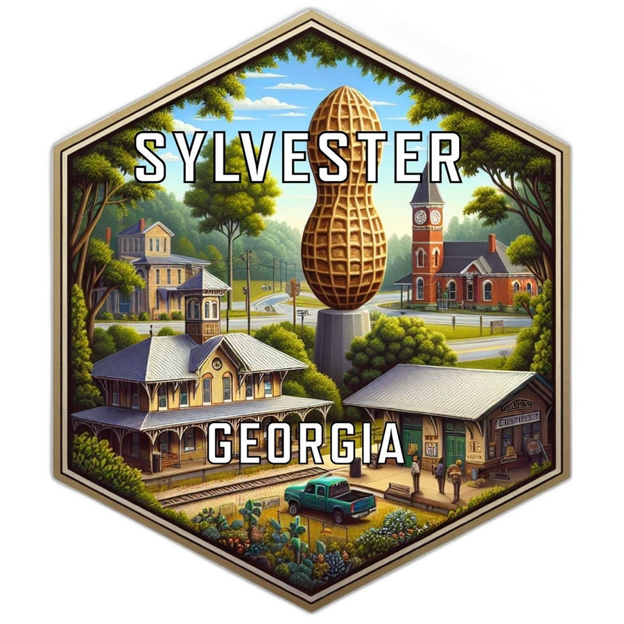 Sylvester Georgia Souvenir Travel Destination Die Cut Hexagon Fridge Magnet Image 1