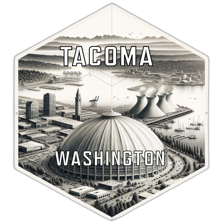 Tacoma Washington Souvenir Travel Destination Die Cut Hexagon Fridge Magnet Image 1