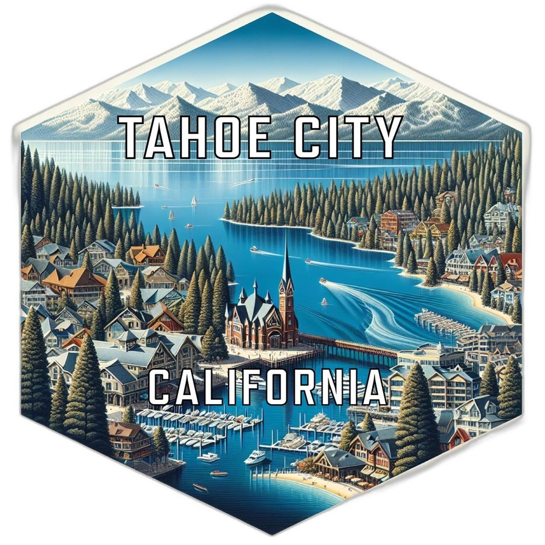 Tahoe City California Souvenir Travel Destination Die Cut Hexagon Fridge Magnet Image 1