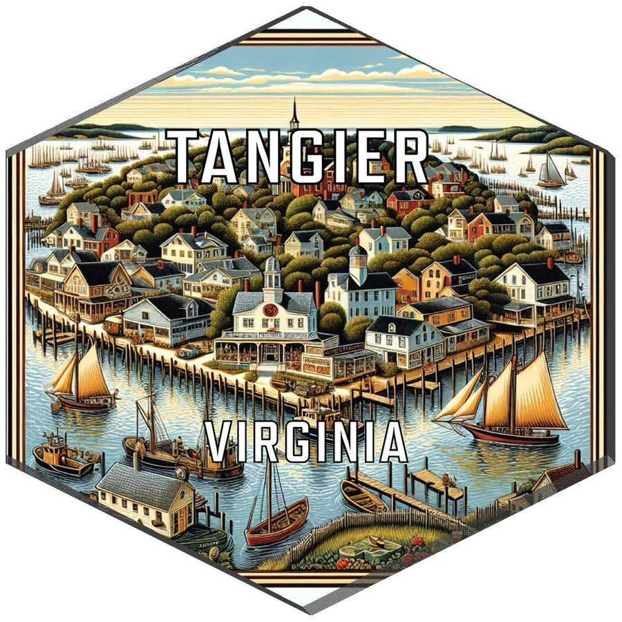 Tangier Virginia Souvenir Travel Destination Die Cut Hexagon Fridge Magnet Image 1