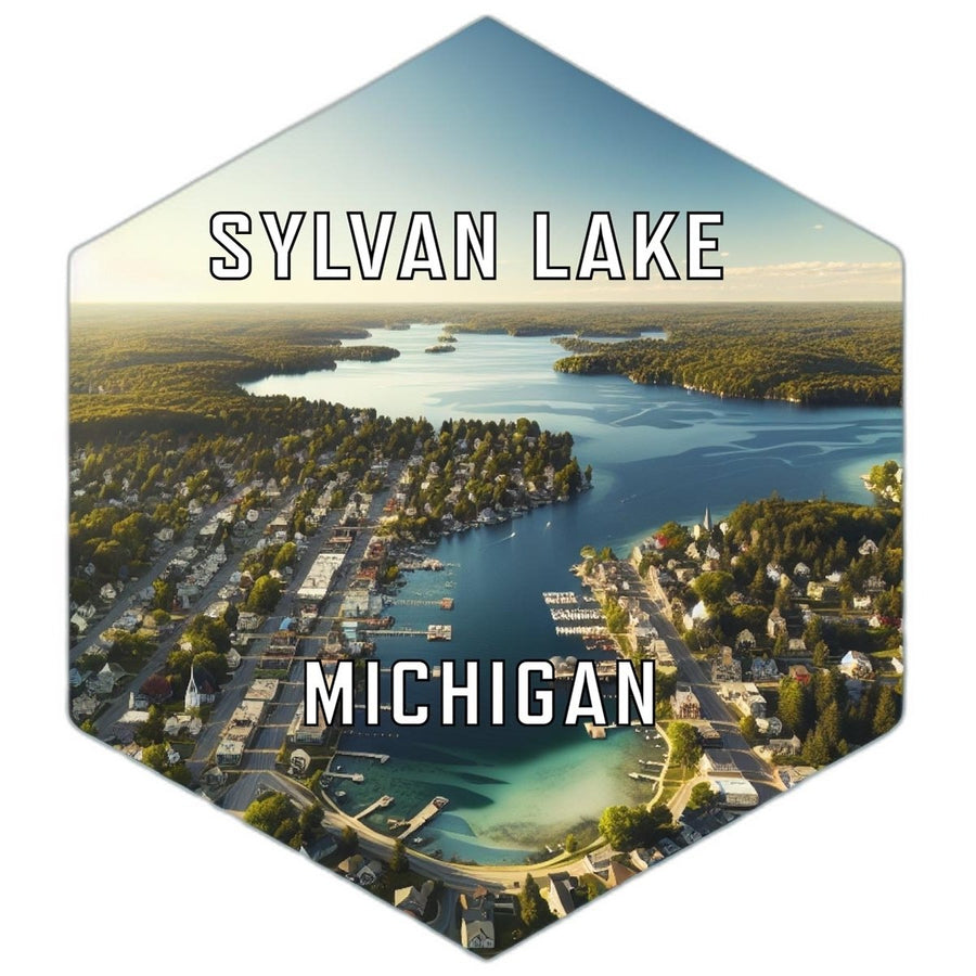 Sylvan Lake Michigan Souvenir Travel Destination Die Cut Hexagon Fridge Magnet Image 1