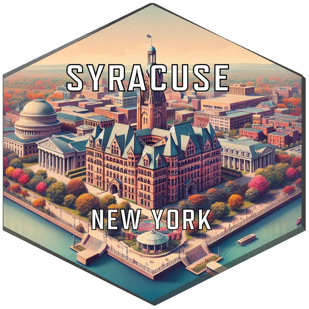 Syracuse York Souvenir Travel Destination Die Cut Hexagon Fridge Magnet Image 1