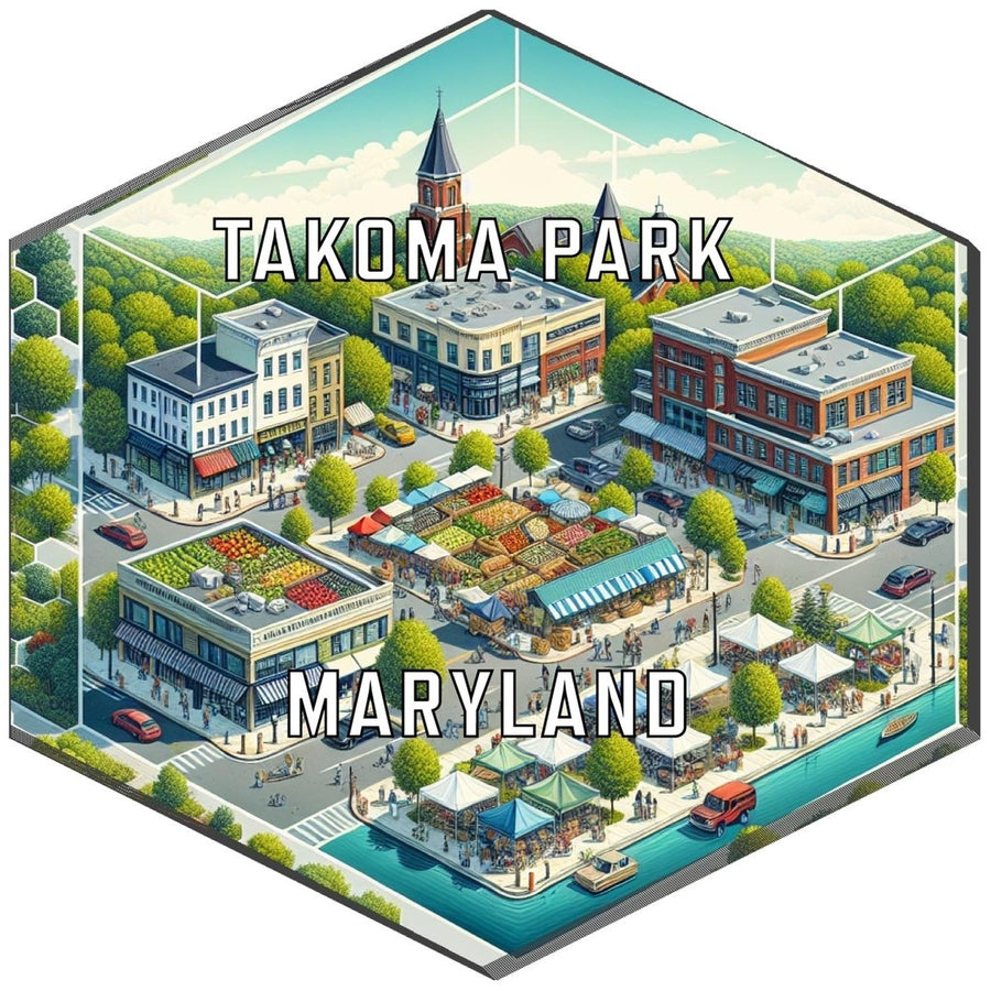 Takoma Park Maryland Souvenir Travel Destination Die Cut Hexagon Fridge Magnet Image 1