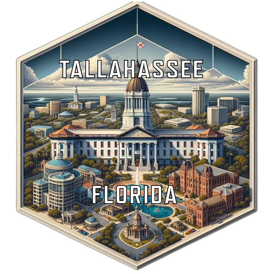 Tallahassee Florida Souvenir Travel Destination Die Cut Hexagon Fridge Magnet Image 1