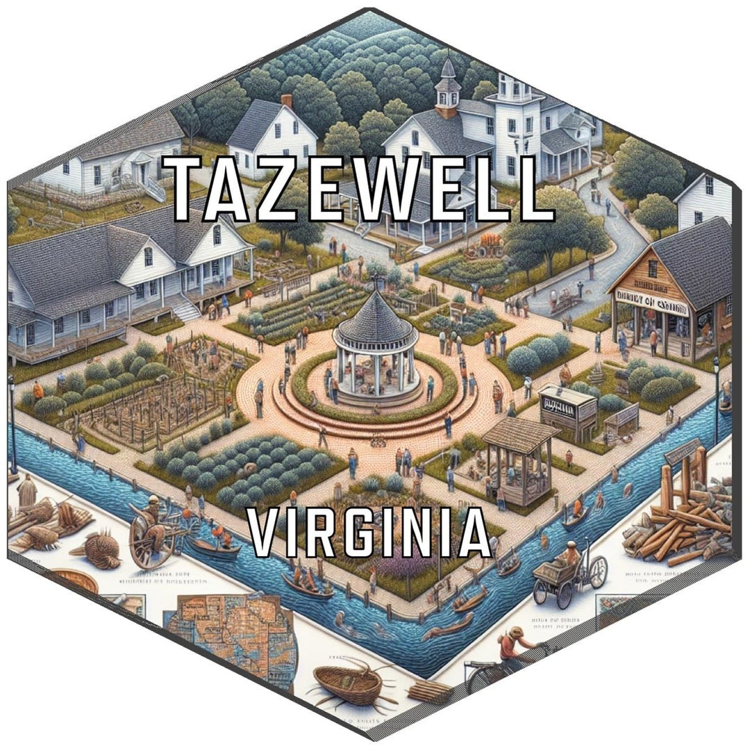 Tazewell Virginia Souvenir Travel Destination Die Cut Hexagon Fridge Magnet Image 1