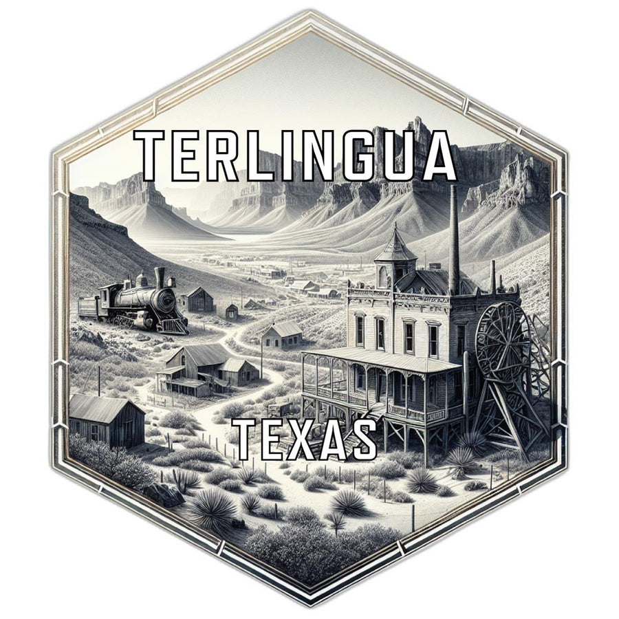 Terlingua Texas Souvenir Travel Destination Die Cut Hexagon Fridge Magnet Image 1