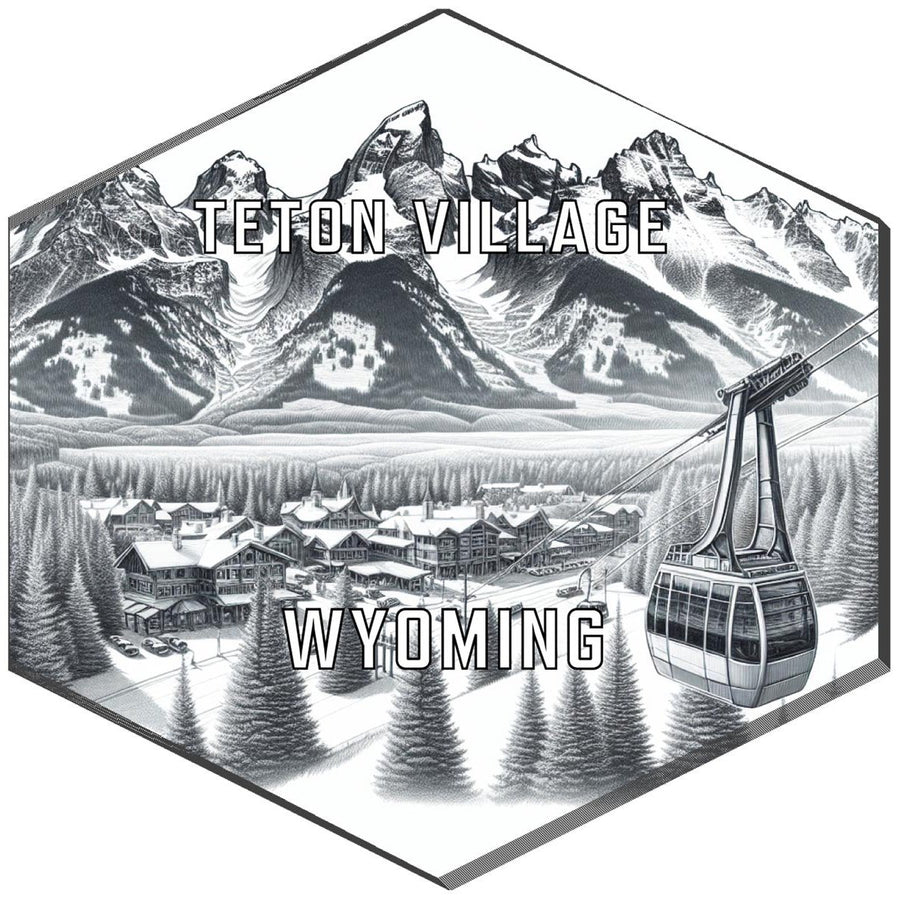 Teton Village Wyoming Souvenir Travel Destination Die Cut Hexagon Fridge Magnet Image 1