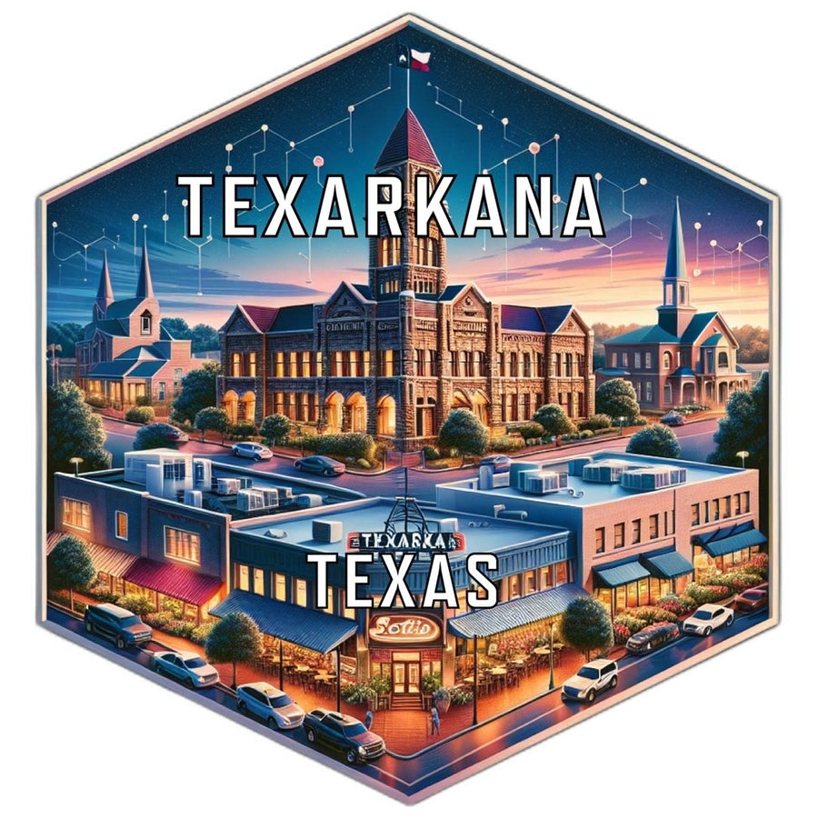 Texarkana Texas Souvenir Travel Destination Die Cut Hexagon Fridge Magnet Image 1