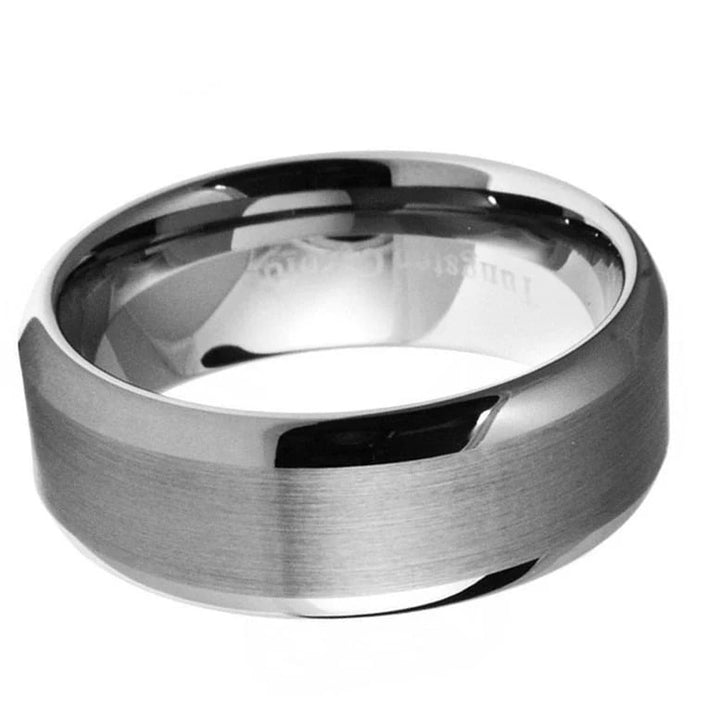 Paris Jewelry 8mm Tungsten Silver Brushed Ring Wedding Band For Men and Women Image 2