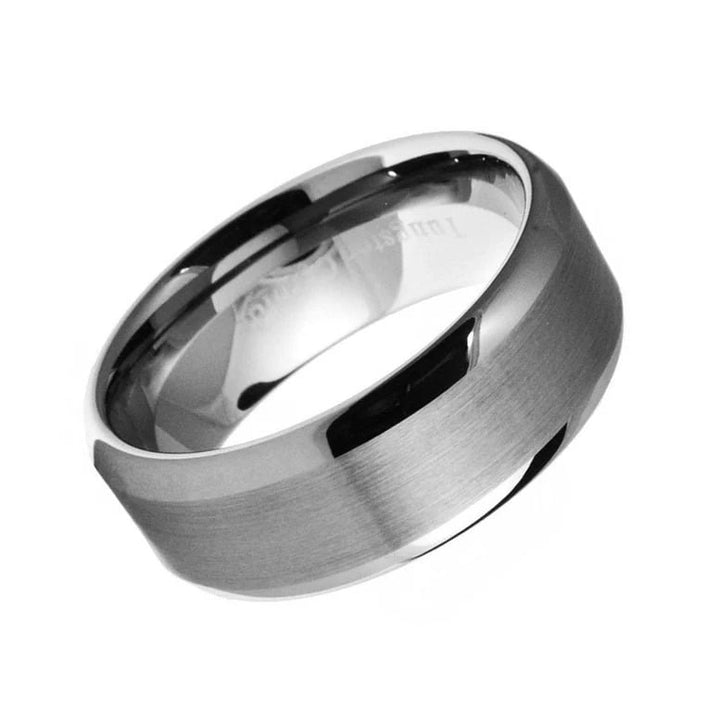 Paris Jewelry 8mm Tungsten Silver Brushed Ring Wedding Band For Men and Women Image 3