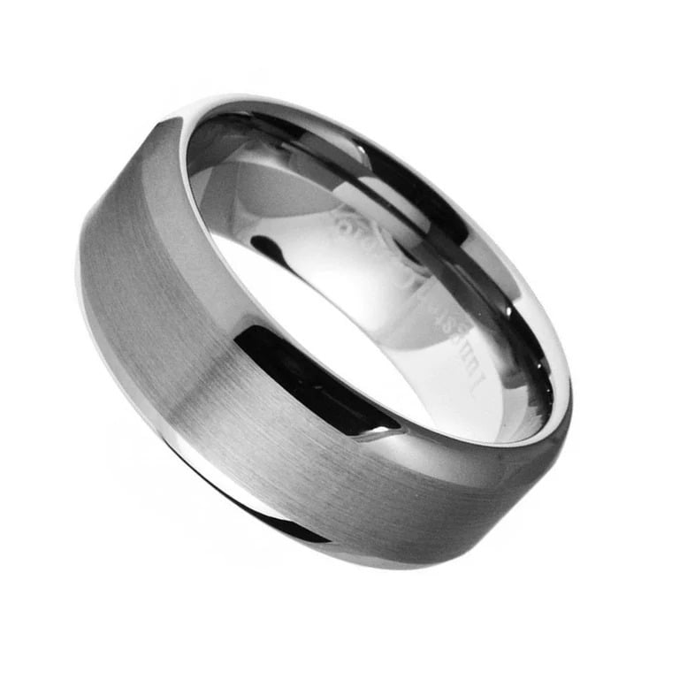 Paris Jewelry 8mm Tungsten Silver Brushed Ring Wedding Band For Men and Women Image 4