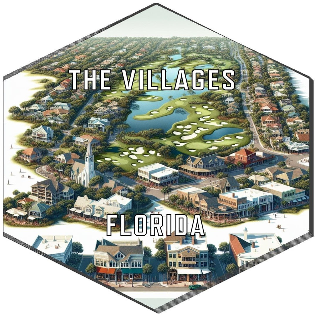 The Villages Florida Souvenir Travel Destination Die Cut Hexagon Fridge Magnet Image 1