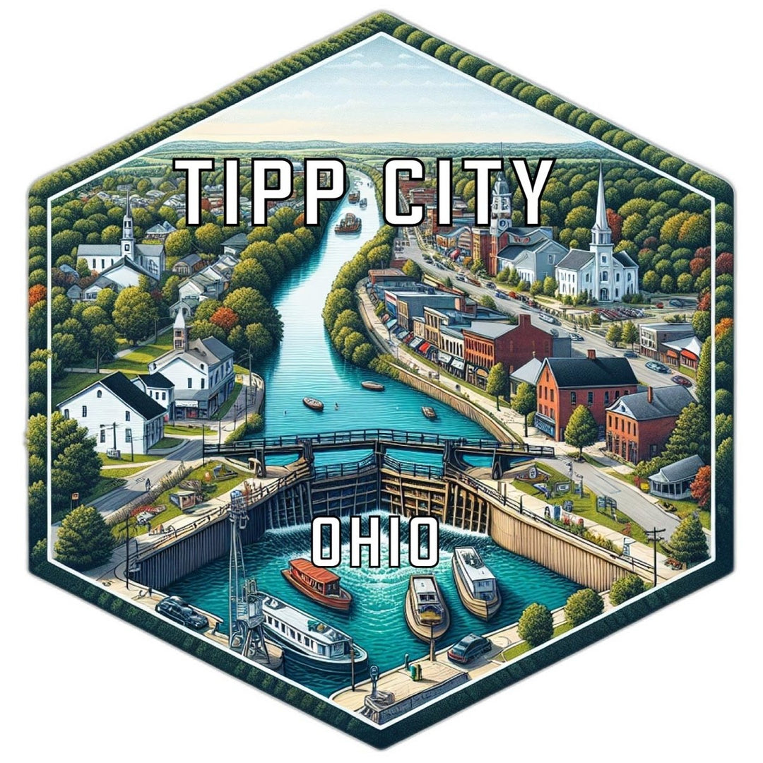 Tipp City Ohio Souvenir Travel Destination Die Cut Hexagon Fridge Magnet Image 1