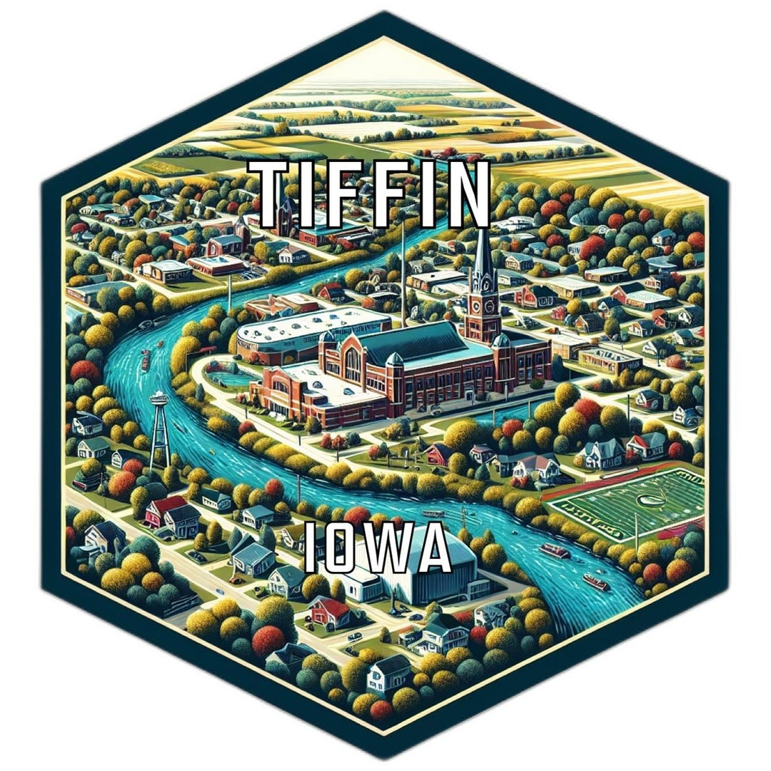 Tiffin Iowa Souvenir Travel Destination Die Cut Hexagon Fridge Magnet Image 1