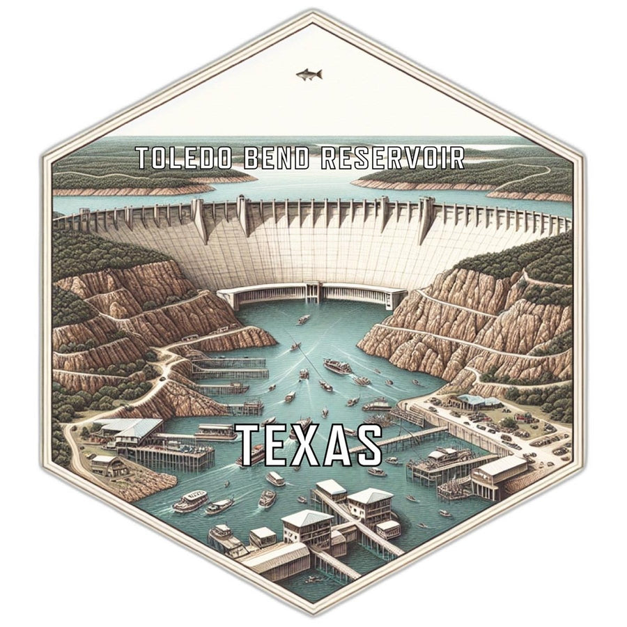 Toledo Bend Reservoir Texas Souvenir Travel Destination Die Cut Hexagon Fridge Magnet Image 1