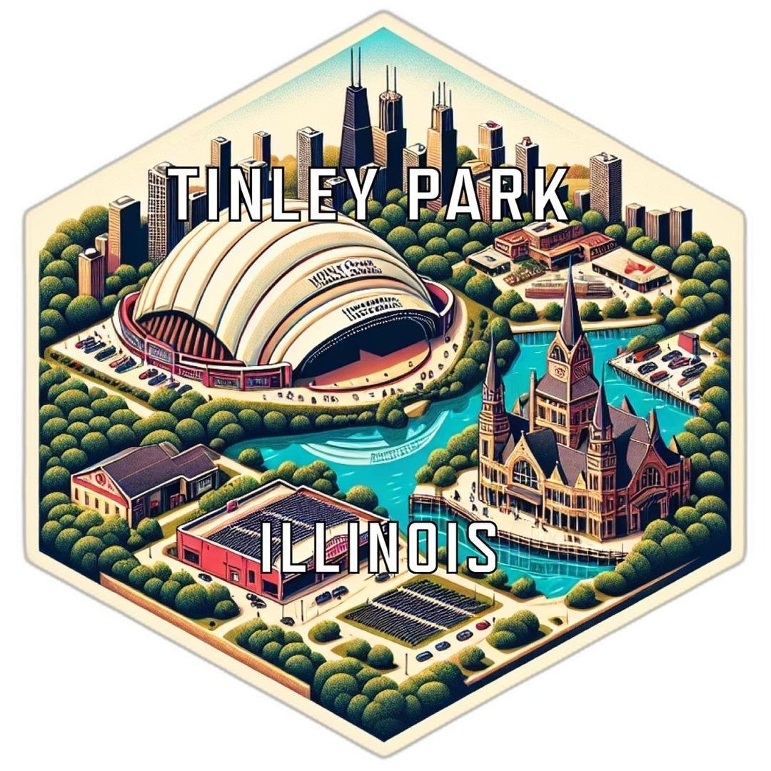 Tinley Park Illinois Souvenir Travel Destination Die Cut Hexagon Fridge Magnet Image 1