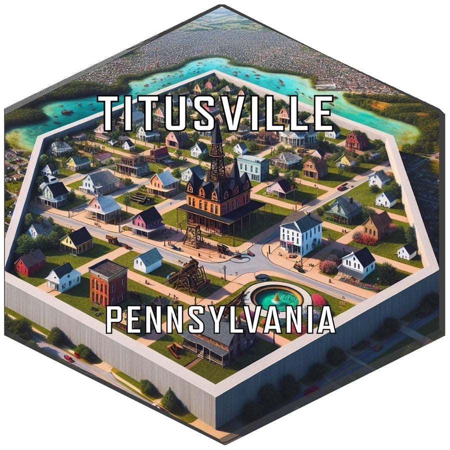 Titusville Pennsylvania Souvenir Travel Destination Die Cut Hexagon Fridge Magnet Image 1