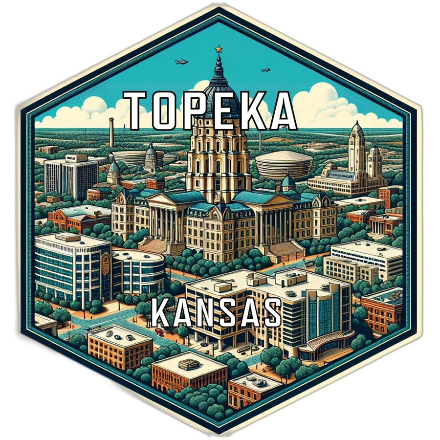 Topeka Kansas Souvenir Travel Destination Die Cut Hexagon Fridge Magnet Image 1