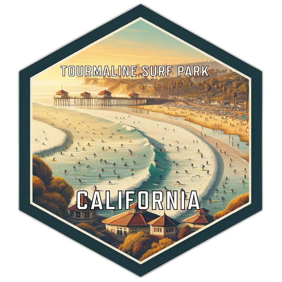 Tourmaline Surf Park California Souvenir Travel Destination Die Cut Hexagon Fridge Magnet Image 1