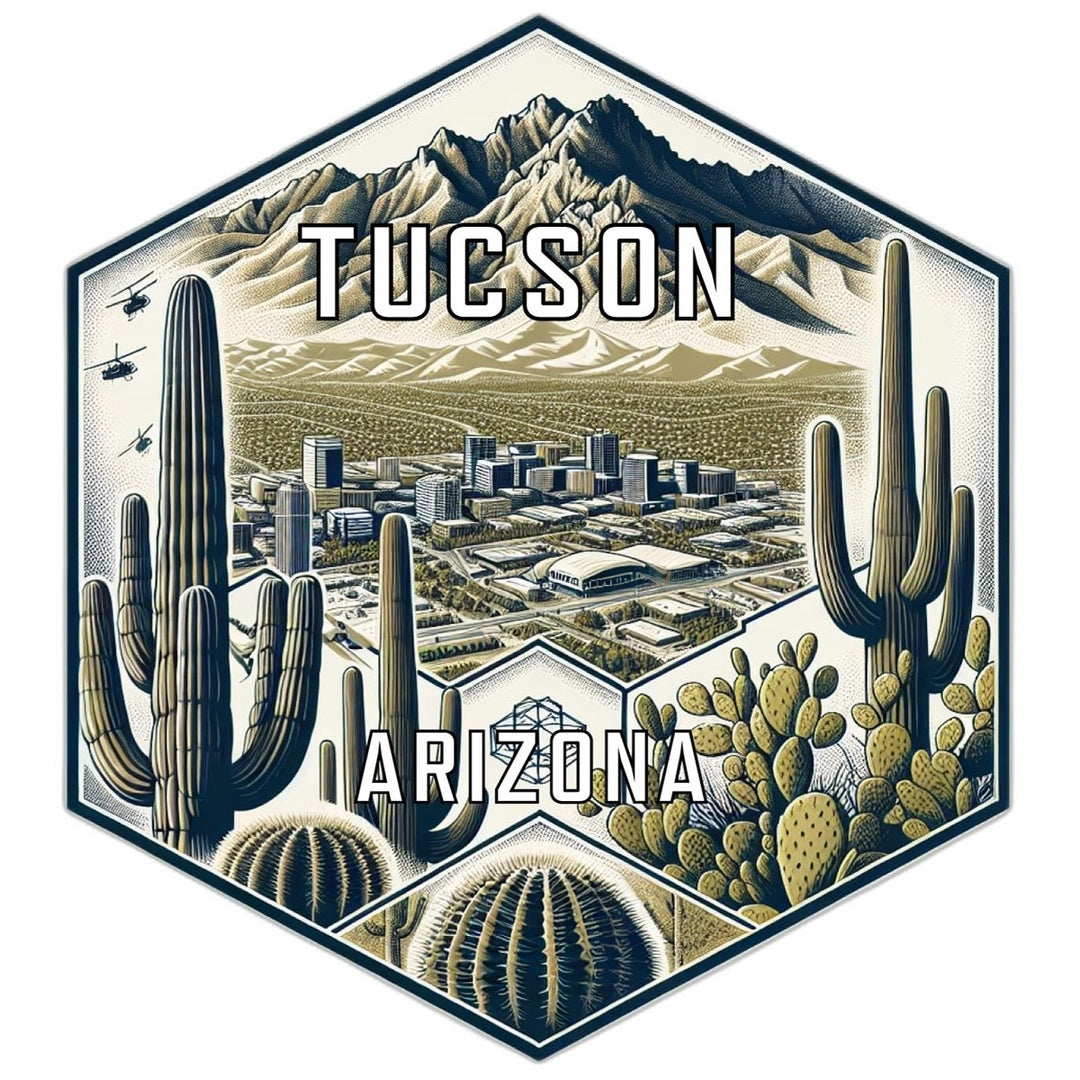 Tucson Arizona Souvenir Travel Destination Die Cut Hexagon Fridge Magnet Image 1