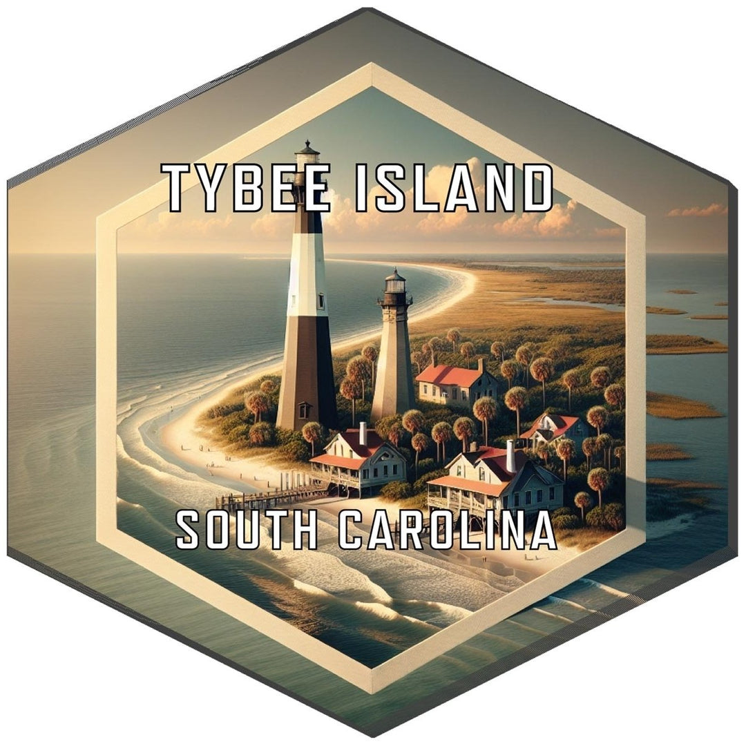 Tybee Island South Carolina Souvenir Travel Destination Die Cut Hexagon Fridge Magnet Image 1