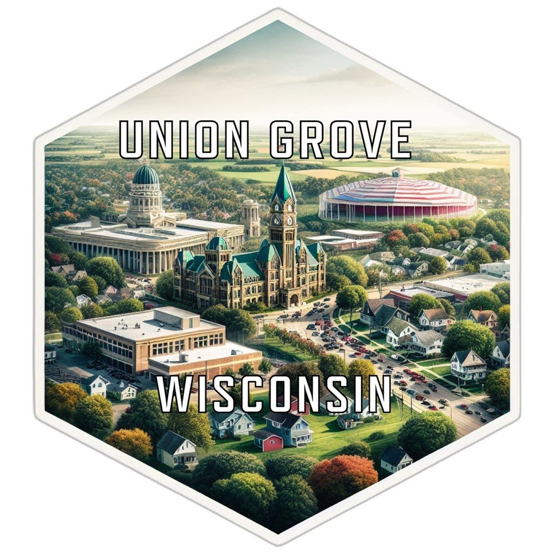 Union Grove Wisconsin Souvenir Travel Destination Die Cut Hexagon Fridge Magnet Image 1