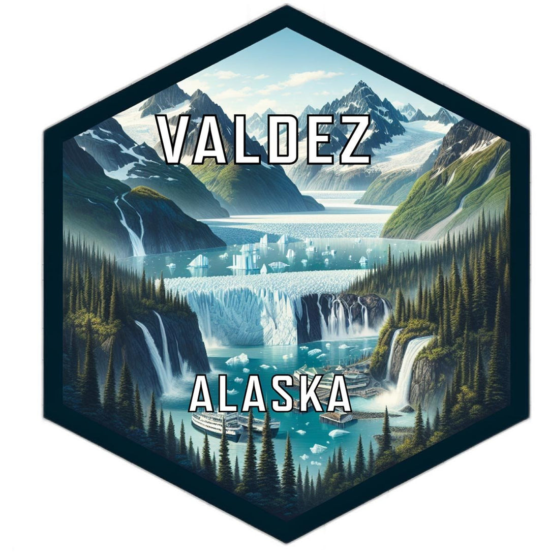 Valdez Alaska Souvenir Travel Destination Die Cut Hexagon Fridge Magnet Image 1